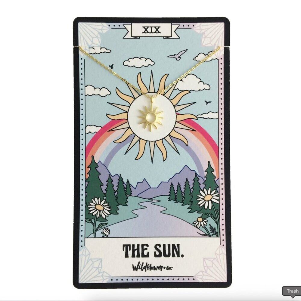 Wildflower & Co Sun Tarot Card Gold Vermeil Necklace Dainty
